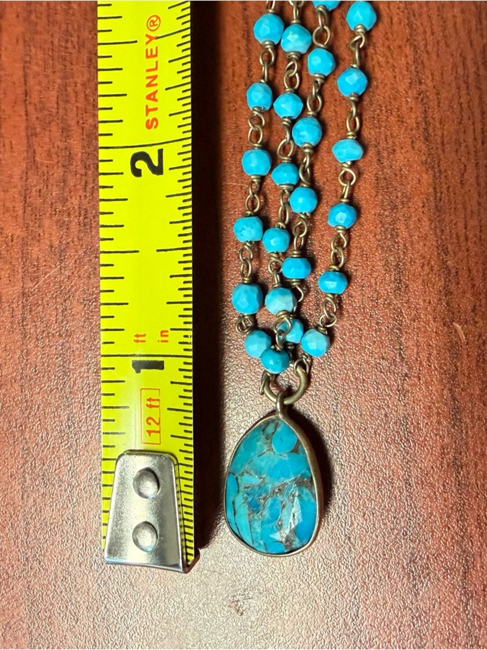 Turquoise (Howlite) Beaded Double-Strand Necklace with Pendant - Picture 5 of 7